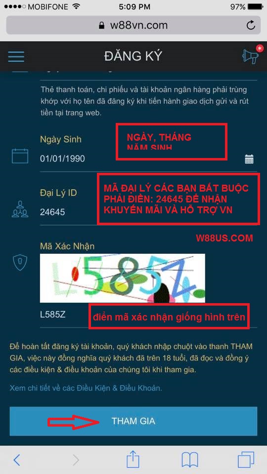hướng dẫn đăng ký w88 và nạp tiền trên điện thoại di động 3